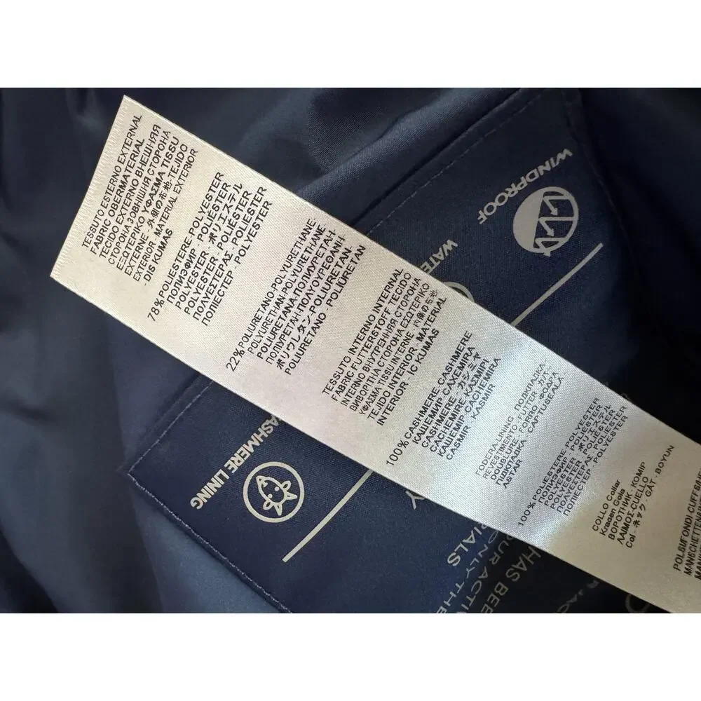 Falconeri Bomber Jacket Mens IT 54 Blue Waterproof Cashmere Lined Made Italy